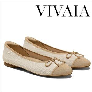 Women's Vivaia Almond-Toe Bow Flats (Tiana) Slip on Ballet Shoes-Size 39 (8-8.5)